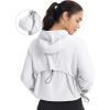image:imagebaleaf Womens Sun Jackets Lightweight Packable Crop Shirts UPF 50 Long Sleeve Hoodie Water Resistant Zip Up Tops AthleticWhite