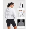 image:imagebaleaf Womens Sun Jackets Lightweight Packable Crop Shirts UPF 50 Long Sleeve Hoodie Water Resistant Zip Up Tops AthleticWhite