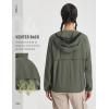 image:imagebaleaf Womens Sun Jackets No Insert Lightweight Hiking Hoodie UPF 50 Workout Mosquito Clothes Long Sleeve UV with 2 PocketsArmy Green