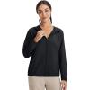 image:imagebaleaf Womens Sun Jackets No Insert Lightweight Hiking Hoodie UPF 50 Workout Mosquito Clothes Long Sleeve UV with 2 PocketsBlack