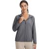 image:imagebaleaf Womens Sun Jackets No Insert Lightweight Hiking Hoodie UPF 50 Workout Mosquito Clothes Long Sleeve UV with 2 PocketsDark Gray