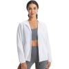 image:imagebaleaf Womens Sun Jackets No Insert Lightweight Hiking Hoodie UPF 50 Workout Mosquito Clothes Long Sleeve UV with 2 PocketsWhite