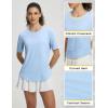 image:imagebaleaf Womens Sun Protection Shirts Short Sleeve UPF 50 Moisture Wicking Quick Dry Workout Tops for Hiking Running SummerLight Blue