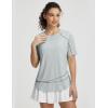 image:imagebaleaf Womens Sun Protection Shirts Short Sleeve UPF 50 Moisture Wicking Quick Dry Workout Tops for Hiking Running SummerLight Gray