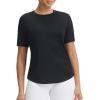 image:imagebaleaf Womens Workout Tops Short Sleeve Mesh Back Quick Dry Breathable UPF 50 Athletic Shirts for Running Gym Hiking TeeBlack