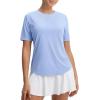 image:imagebaleaf Womens Workout Tops Short Sleeve Mesh Back Quick Dry Breathable UPF 50 Athletic Shirts for Running Gym Hiking TeeLight Blue