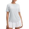 image:imagebaleaf Womens Workout Tops Short Sleeve Mesh Back Quick Dry Breathable UPF 50 Athletic Shirts for Running Gym Hiking TeeLight Gray