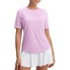 image:imagebaleaf Womens Workout Tops Short Sleeve Mesh Back Quick Dry Breathable UPF 50 Athletic Shirts for Running Gym Hiking TeeLight Purple