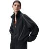 image:imagebaleaf Womens Yoga Loose Fit HalfZip Pullover HoodieBlack
