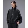 image:imagebaleaf Womens Yoga Loose Fit HalfZip Pullover HoodieBlack
