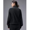 image:imagebaleaf Womens Yoga Loose Fit HalfZip Pullover HoodieBlack