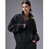 image:imagebaleaf Womens Yoga Loose Fit HalfZip Pullover HoodieBlack