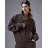 image:imagebaleaf Womens Yoga Loose Fit HalfZip Pullover HoodieDark Brown