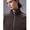 image:imagebaleaf Womens Yoga Loose Fit HalfZip Pullover HoodieDark Brown