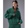 image:imagebaleaf Womens Yoga Loose Fit HalfZip Pullover HoodieDark Green