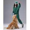 image:imagebaleaf Womens Yoga Loose Fit HalfZip Pullover HoodieDark Green
