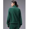 image:imagebaleaf Womens Yoga Loose Fit HalfZip Pullover HoodieDark Green