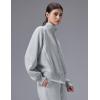 image:imagebaleaf Womens Yoga Loose Fit HalfZip Pullover HoodieHeather Light Gray