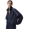 image:imagebaleaf Womens Yoga Loose Fit HalfZip Pullover HoodieNavy Blue