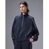 image:imagebaleaf Womens Yoga Loose Fit HalfZip Pullover HoodieNavy Blue