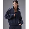 image:imagebaleaf Womens Yoga Loose Fit HalfZip Pullover HoodieNavy Blue
