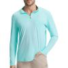image:imagebaleaf Mens Long Sleeve Sun Shirts with Pocket 14 Zip Hiking Running Quick Dry Lightweight Rash Guard UV Outdoor ShirtLight Green