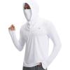 image:imagebaleaf Mens Sun Hoodies UPF 50 Separate Hood with Face Mask Long Sleeve Fishing Shirts UV Protection Rash GuardWhite