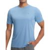 image:imagebaleaf Mens Sun Protection Shirts Short Sleeve TShirts Swim Rash Guard Hiking Running SPF UPF 50 UV LightweightHeather Light Blue