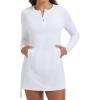 image:imagebaleaf Rash Guard for Women Long Sleeve Swim Shirt UPF 50 Swimsuits Top for Women with Kangaroo PocketWhite