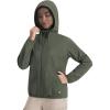 image:imagebaleaf Womens Sun Jackets No Insert Lightweight Hiking Hoodie UPF 50 Workout Mosquito Clothes Long Sleeve UV with 2 PocketsArmy Green