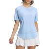 image:imagebaleaf Womens Sun Protection Shirts Short Sleeve UPF 50 Moisture Wicking Quick Dry Workout Tops for Hiking Running SummerLight Blue