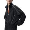 image:imagebaleaf Womens Yoga Loose Fit HalfZip Pullover HoodieBlack