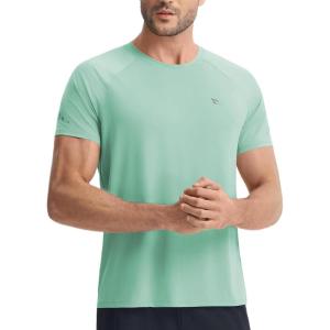 image:imagebaleaf Mens Cooling Workout Shirts Short Sleeve Running Athletic TShirts UPF 50 Sun Protection Quick Dry Moisture WickingLight Green