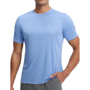 image:imagebaleaf Mens Sun Protection Shirts Short Sleeve TShirts Swim Rash Guard Hiking Running SPF UPF 50 UV LightweightHeather Blue