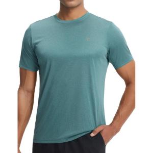 image:imagebaleaf Mens Sun Protection Shirts Short Sleeve TShirts Swim Rash Guard Hiking Running SPF UPF 50 UV LightweightHeather Dark Green