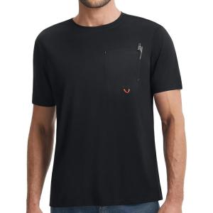 image:imagebaleaf Mens Sun Shirts with Pocket Short Sleeve T Shirts UPF 50 UV SPF Lightweight Quick Dry Hiking Fishing Rash GuardBlack