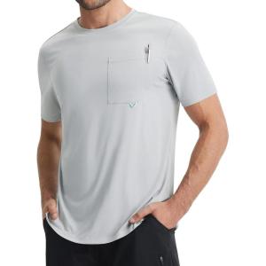 image:imagebaleaf Mens Sun Shirts with Pocket Short Sleeve T Shirts UPF 50 UV SPF Lightweight Quick Dry Hiking Fishing Rash GuardLight Gray