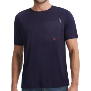 image:imagebaleaf Mens Sun Shirts with Pocket Short Sleeve T Shirts UPF 50 UV SPF Lightweight Quick Dry Hiking Fishing Rash GuardNavy Blue
