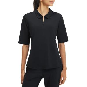 image:imagebaleaf Womens Golf Shirts Half Sleeve Elbow Length Sleeves Polo Tops Workout Athletic Collared Quarter Zip V Neck UPFBlack