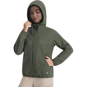 image:imagebaleaf Womens Sun Jackets No Insert Lightweight Hiking Hoodie UPF 50 Workout Mosquito Clothes Long Sleeve UV with 2 PocketsArmy Green