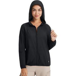 image:imagebaleaf Womens Sun Jackets No Insert Lightweight Hiking Hoodie UPF 50 Workout Mosquito Clothes Long Sleeve UV with 2 PocketsBlack