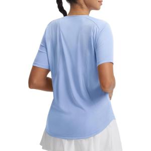 image:imagebaleaf Womens Workout Tops Short Sleeve Mesh Back Quick Dry Breathable UPF 50 Athletic Shirts for Running Gym Hiking TeeLight Blue
