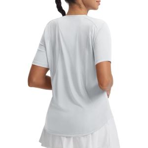 image:imagebaleaf Womens Workout Tops Short Sleeve Mesh Back Quick Dry Breathable UPF 50 Athletic Shirts for Running Gym Hiking TeeLight Gray