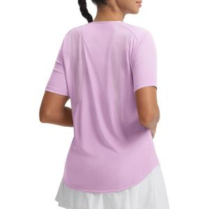 image:imagebaleaf Womens Workout Tops Short Sleeve Mesh Back Quick Dry Breathable UPF 50 Athletic Shirts for Running Gym Hiking TeeLight Purple