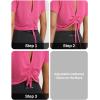 image:imagebaleaf Womens Open Back Workout Tops Short Sleeve Crop Yoga Shirts Lightweight Athletic Gym Exercise TShirts
