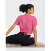 image:imagebaleaf Womens Open Back Workout Tops Short Sleeve Crop Yoga Shirts Lightweight Athletic Gym Exercise TShirts