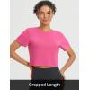 image:imagebaleaf Womens Open Back Workout Tops Short Sleeve Crop Yoga Shirts Lightweight Athletic Gym Exercise TShirts