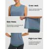 image:imagebaleaf Womens Workout Tank Tops Open Back Yoga Top High Neck Sleeveless Shirts Running Loose Fit Athletic GymHeather Blue