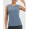 image:imagebaleaf Womens Workout Tank Tops Open Back Yoga Top High Neck Sleeveless Shirts Running Loose Fit Athletic GymHeather Blue