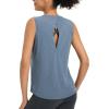 image:imagebaleaf Womens Workout Tank Tops Open Back Yoga Top High Neck Sleeveless Shirts Running Loose Fit Athletic GymHeather Blue